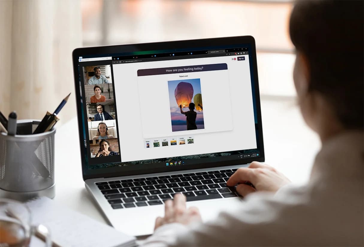 A coach guiding a client through the Wheel of Life in an online session